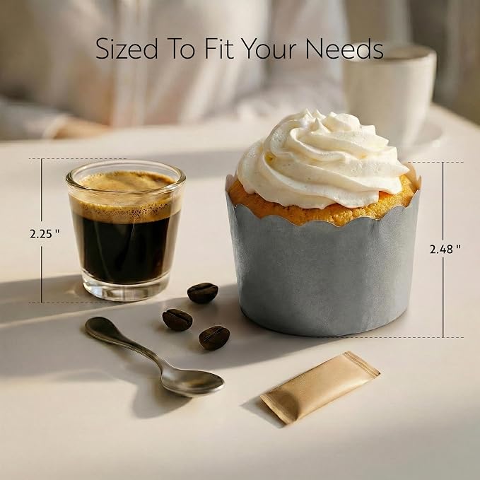 Restaurantware Baking Cups 200 Pack of 10 oz Paper Cupcake Liners Greaseproof Scalloped Oven-Safe Elegant Dessert Muffin Cups Disposable for Parties - Image 2