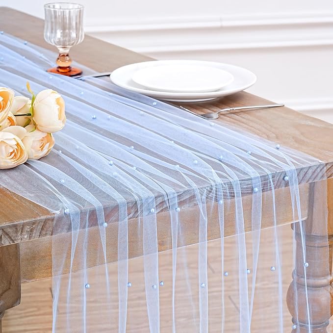 Pearl Table Runner Wedding Centerpieces 10ft Pearl Table Decor 29x120 Inch by LuoluoHouse