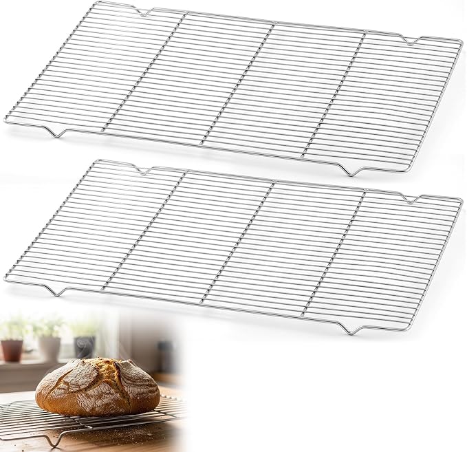 Lounsweer 2 Pack Cooling Racks, 24L x 16W x 1H Stainless Steel Wire Rack for Baking Sheet, Large Cookie Cooling Rack, Oven Safe Cooking Racks for Sheet Pan, Dishwasher Safe, Full Size by Lounsweer