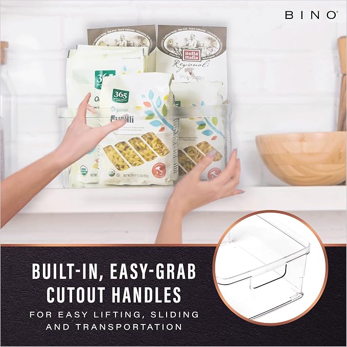 BINO | Plastic Bins, Large - 2 Pack | THE LUCID COLLECTION | Multi-Use| Built-In Handles | BPA-Free | Clear Storage Containers | Fridge Organizer | Pantry & Home Organization - Image 3