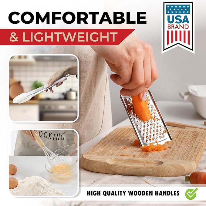 Kaluns 50 PCS Silicone Kitchen Utensils Set Complete Kitchen Set - 800°F Heat Resistant Non-Stick Premium Silicone Cooking Utensils W Wooden Handles - Can Opener, Masher, Turner, Silicone Spatula Set - Image 5