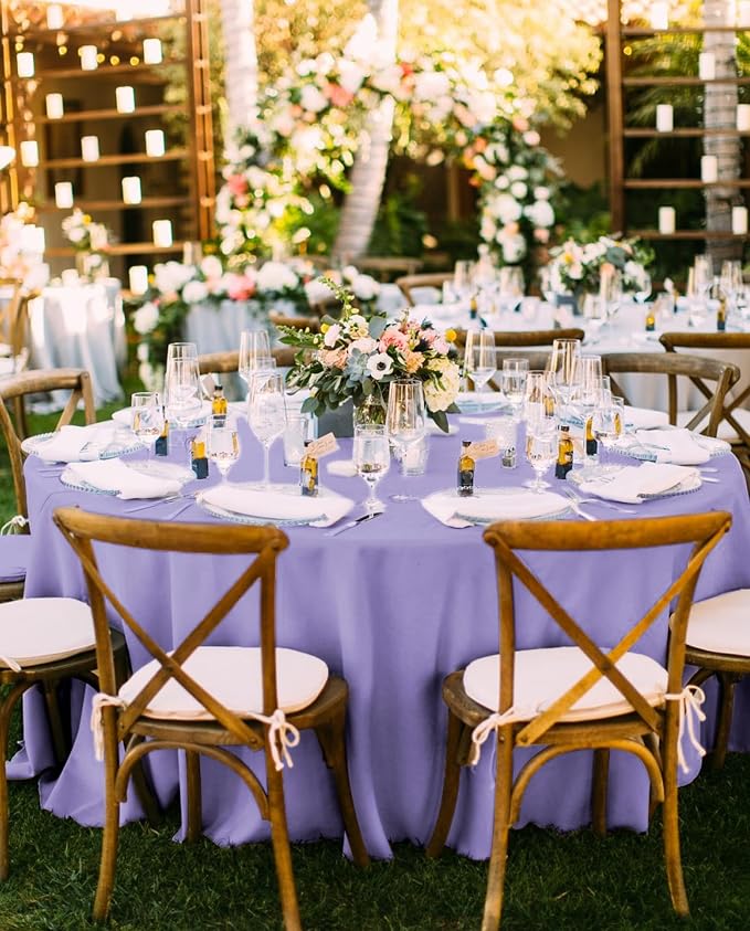 10 Pack Lavender Round Tablecloths,120 Inch Polyester Table Cloth - Image 5