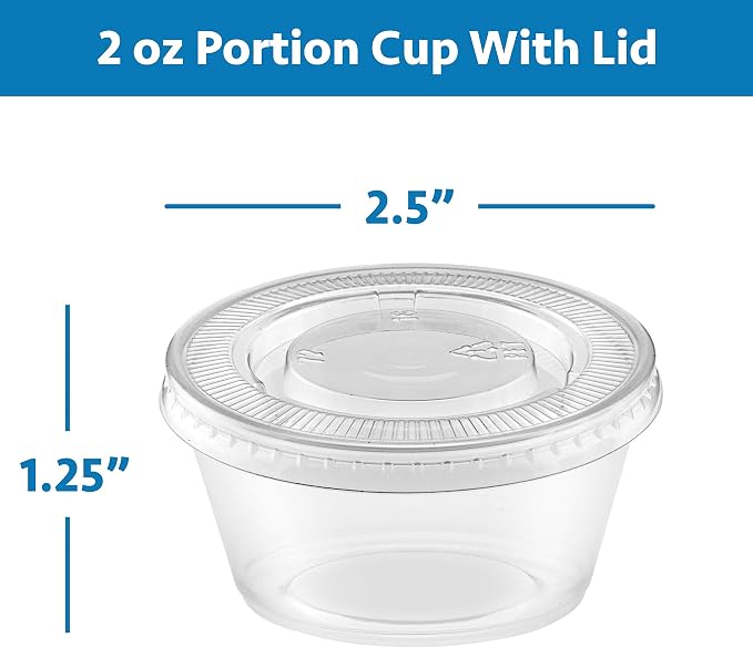 NYHI 2 oz Small Clear Plastic Cups Disposable Jello Shots with Snap on Leak Proof Lids Small Shot Cups Food Storage Containers for Party Portion Control Sauces Spices Liquid Dip (500) - Image 4