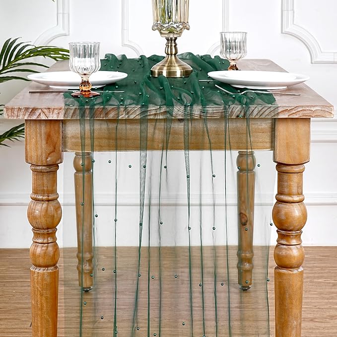 Pearl Tulle Table Runner Fabric 10ft Seasonal Veil Dessert Lace Chiffon - Image 4