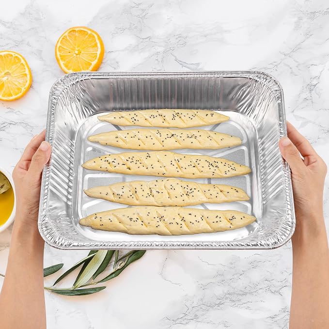 9x13 Aluminum Foil Pans, 40-Pack Half Size Disposable Aluminum Foil Trays, Shallow Steam Table Pans for Cooking, Baking, Grilling, Roasting, Heating & Serving Food - Image 8