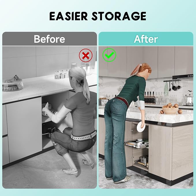 2Pack Expandable Pull Out Cabinet Organizer, 23.2-39.9" W x 22.5" D - Image 8