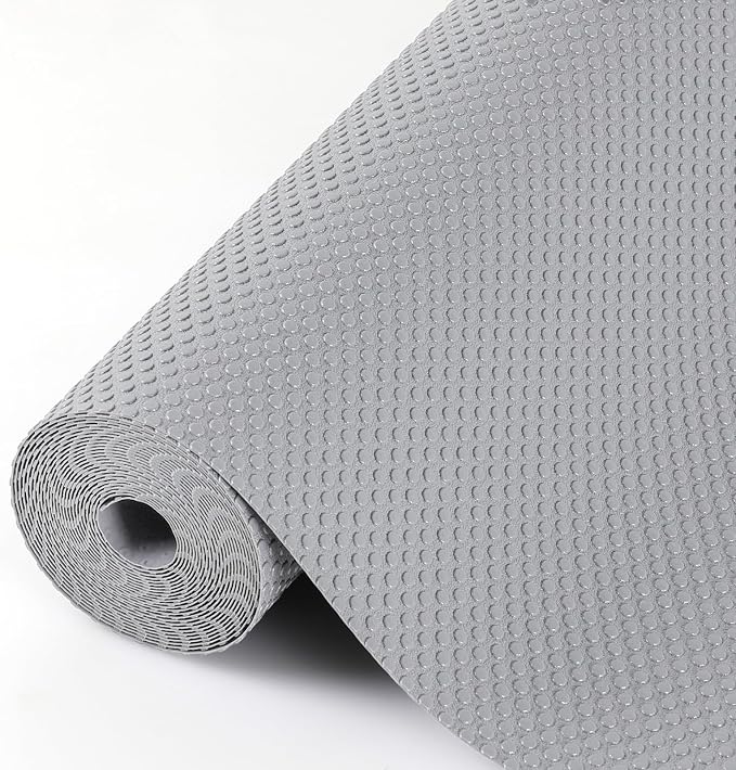 Hersvin Shelf Liners, 20in x 20ft Kitchen Drawer Mats, Non-Adhesive EVA Cupboard Protector, Cabinet Lining (Light Gray/Dot) by Hersvin
