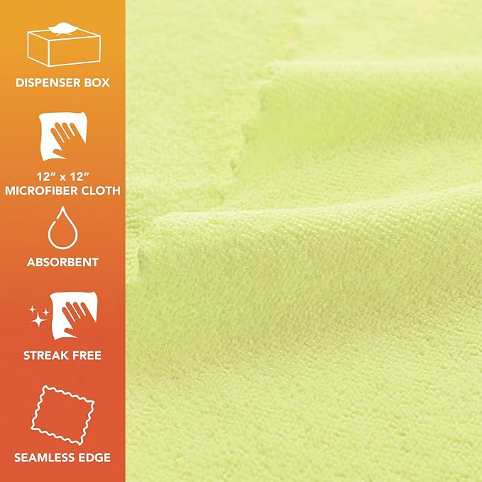 Arkwright Smart Rags Microfiber Cleaning Cloths, Pack of 50 in a Box, Lint Free 180 GSM Reusable Towels for Auto, Office and Household Cleaning, 12 x 12 in, Yellow - Image 2