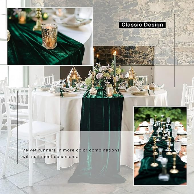 Luxurious Velvet Table Runner, 10ft Wedding Reception Decorations, 20x120inch Soft Velvet Fabric, Table Linen Overlay, Wedding Table Runners (Black, 20X120inch, 5pack) - Image 5