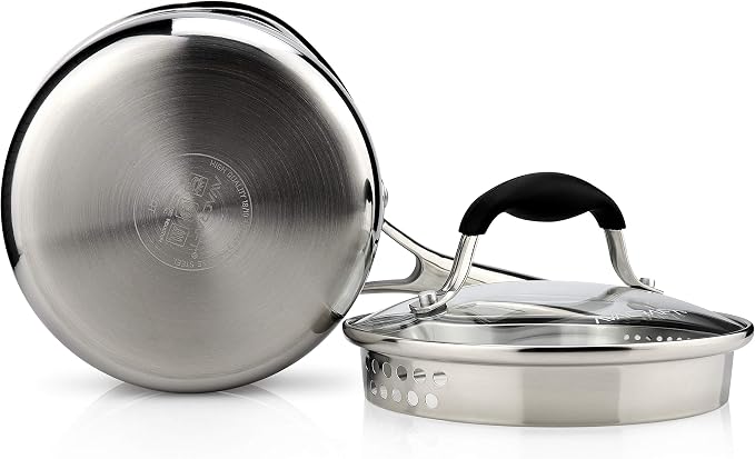 AVACRAFT Tri-Ply Stainless Steel Saucepan with Glass Strainer Lid, Two Side Spouts, Ergonomic Handle, Multipurpose Sauce Pan with Lid, Sauce Pot, Cooking Pot (Tri-Ply Full Body, 1.5 Quart) - Image 7