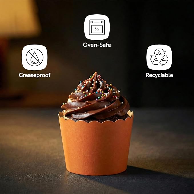 Restaurantware Baking Cups 200 Pack of 3.38 oz Paper Cupcake Liners Greaseproof Scalloped Oven-Safe Elegant Dessert Muffin Cups Disposable for Parties - Image 4
