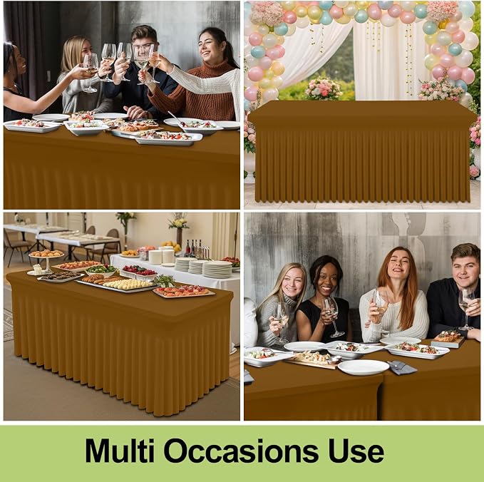 Smiry 2 Pack Spandex Elastic Fitted Table Cloth Skirt for 6FT Table - Image 7