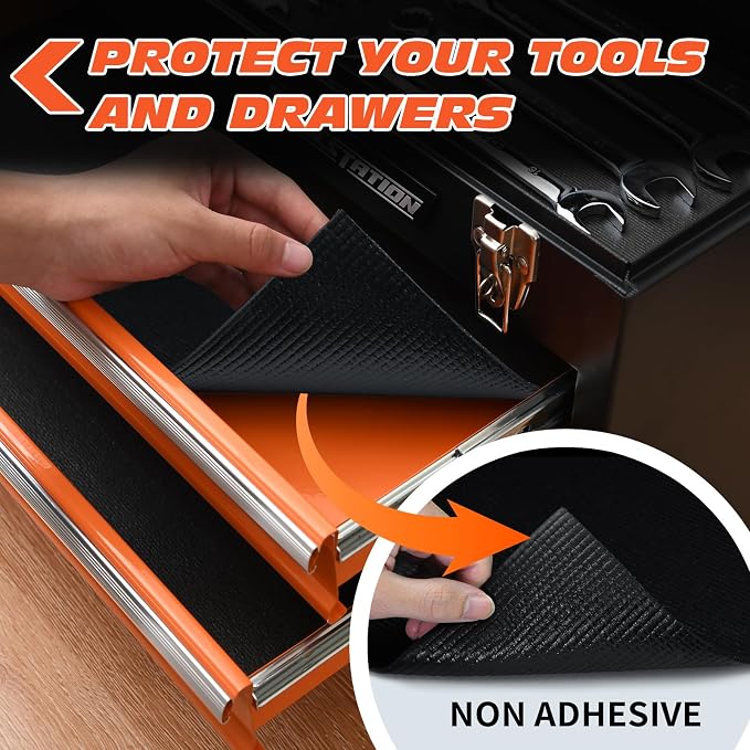 Professional Grade Tool Box Liner Heavy Duty Non-Slip Drawer Liner Black - Image 3