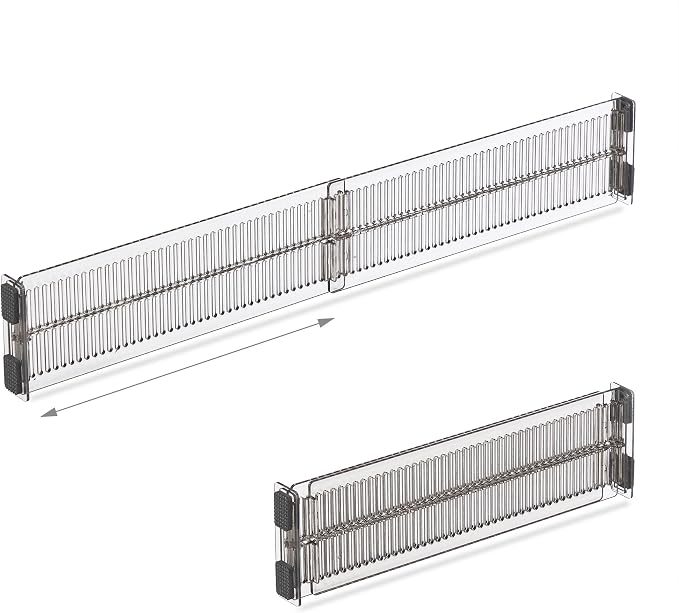 Relaxdays Drawer Divider, 8-Piece Set, Adjustable Length from 28 to 53.5 cm, Kitchen Storage, Organiser, Plastic, Clear, 8 x 28 x 2.5 cm - Image 6