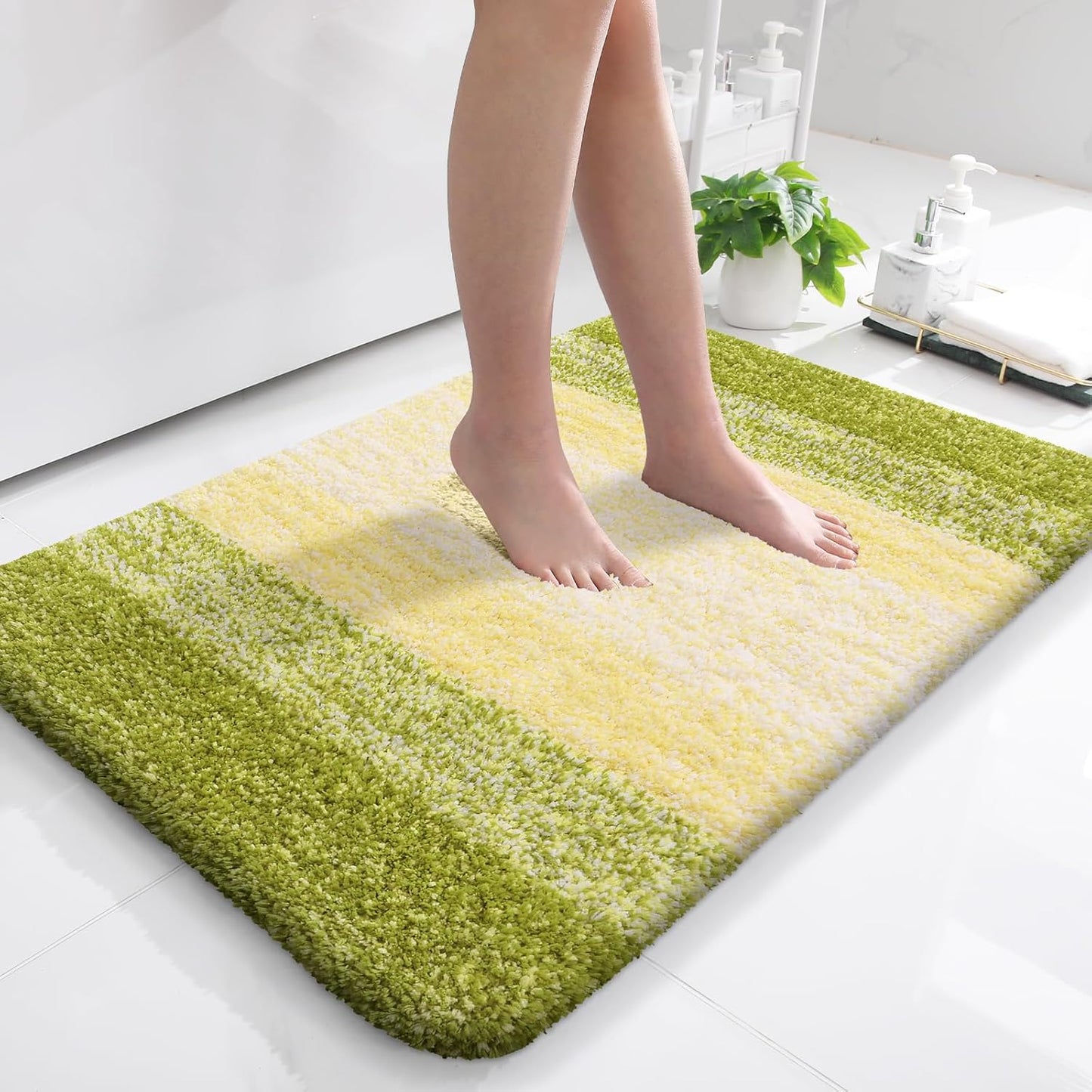 OLANLY Bathroom Rugs Mat 36x24, Extra Soft Absorbent Microfiber Bath Rugs, Rubber Backing, Quick Dry, Machine Washable Bath Mats for Bathroom Floor, Tub and Shower, Home Decor Accessories, Olive Green