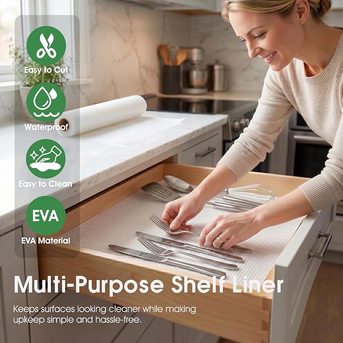 Shelf Liners for Cabinets Clear: 15.8" W x 240" L Drawer Liner for Kitchen - Image 2