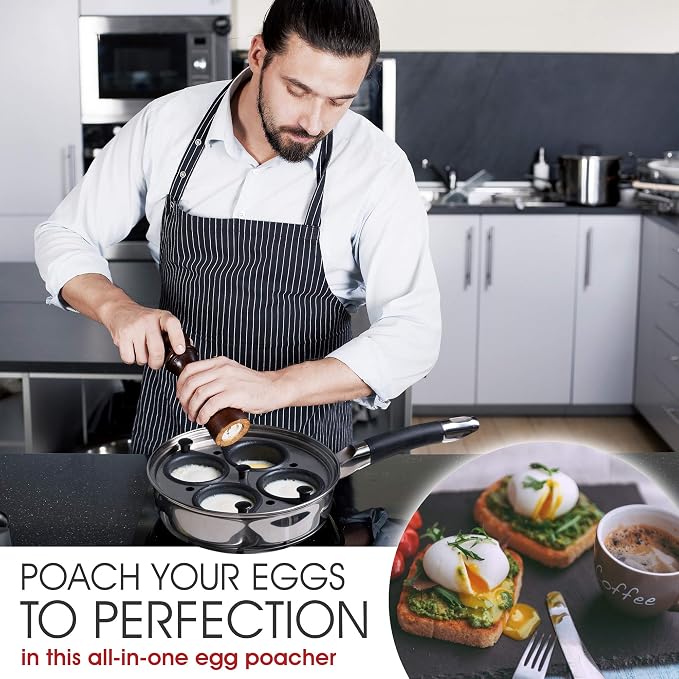 Modern Innovations Egg Poacher Pan for Perfect Poached Eggs, Nonstick Cups Poached Egg Maker Pan, Stainless Steel Easy Egg Cooker, Poaching Eggs Benedict Maker, Silicone Spatula - Image 5