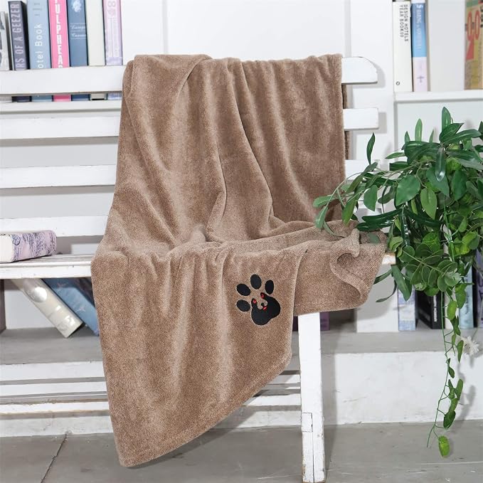 Dogvingpk Extra Large Dog Towels for Drying Dogs - Super Absorbent Soft Quick Dry Microfiber Pet Bath Towel for Large & Medium Dogs, 55 * 36 Inch Brown - Image 7