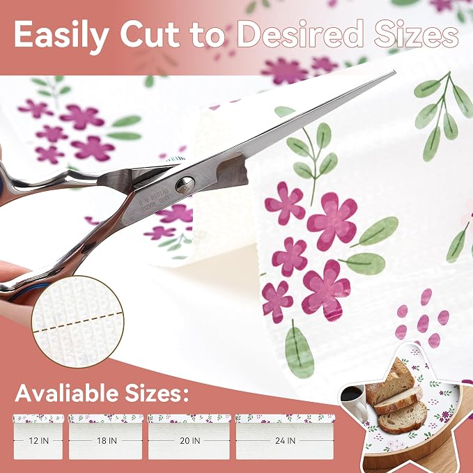 RAY STAR 18 Inch x 8 Ft Shelf Liner for Kitchen Cabinets, Non-Adhesive Cabinet Liner Washable, Drawer Liner for Dresser Non-Slip Bathroom [White Pink Floral](2 Rolls) - Image 3