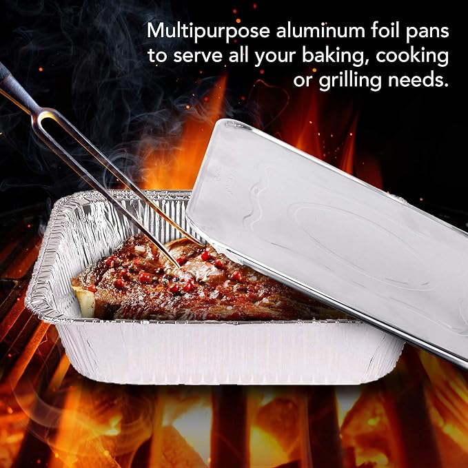 Stock Your Home 9x13 Aluminum Trays with Lids (10 Pack) – Disposable Half Size Deep Pans for Cooking, Storage, BBQ, Grilling, Catering - Image 4