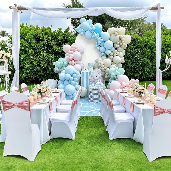 LEBENGURU Metallic Rose Stretch Chair Sashes 30pcs with Buckle Slider - Image 7