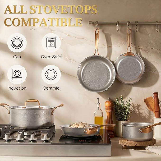 KOKHUB Vintage 10 Pcs Stainless Steel Pots and Pans Set Non Toxic - Image 7