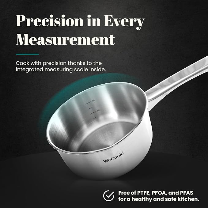 Wecook Saucepan 20 cm/2.7 L, Stainless Steel, All Hob Types, with Spout - Image 6