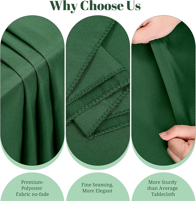10 Pack Hunter Green Round Tablecloths,120 Inch Polyester Table Cloth - Image 3