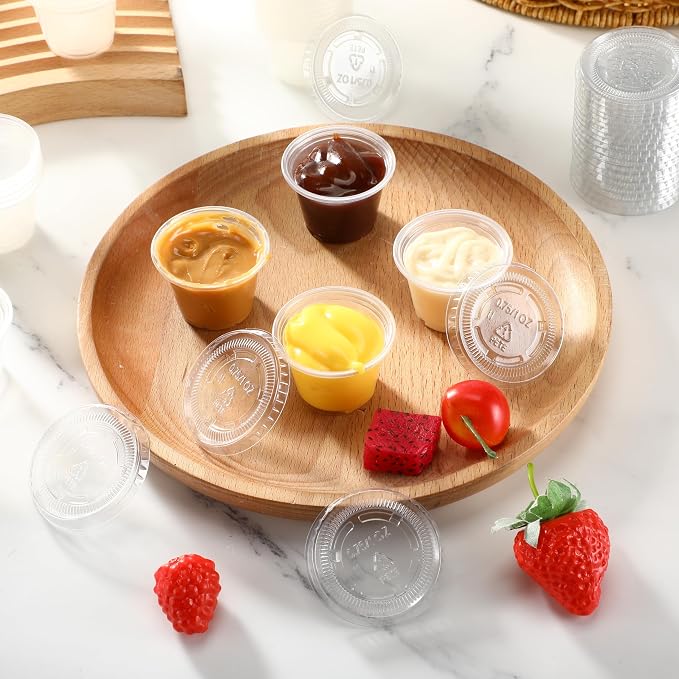 Macarrie 1000 Pcs 1 oz Cups with Lids Portion Sauce Plastic, Clear - Image 4