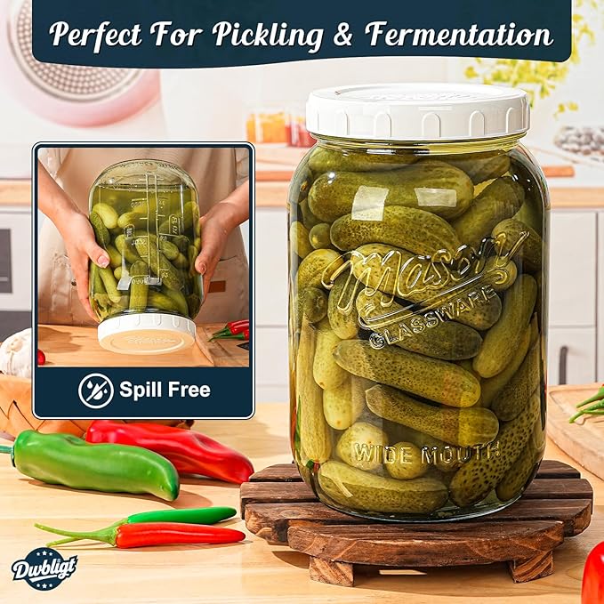 2 Pack Wide Mouth Mason Jars with Airtight Lid and Silicone Gasket | 1 Gallon Large Glass Containers for Food Storage like Flour Sugar, Sun Tea, Kombucha, Refrigerator Safe Fermentation Jar - Image 4