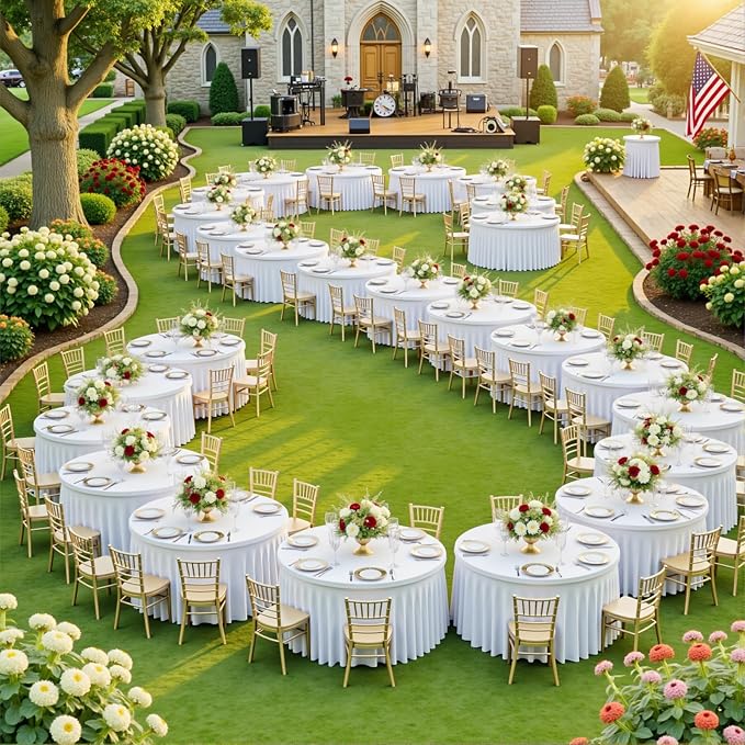 6pk Round Spandex Tablecloths for 72inch Table, Wrinkle Free Stretchy 132inch Fitted 6FT Round Table Cloths Cover Skirt for Wedding Birthday Party Bridal Shower Banquet Events - Image 7