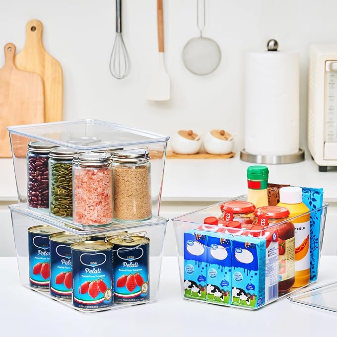 theaoo Large Clear Storage Bins with Lids, Stackable Containers, 4 Pack - Image 3