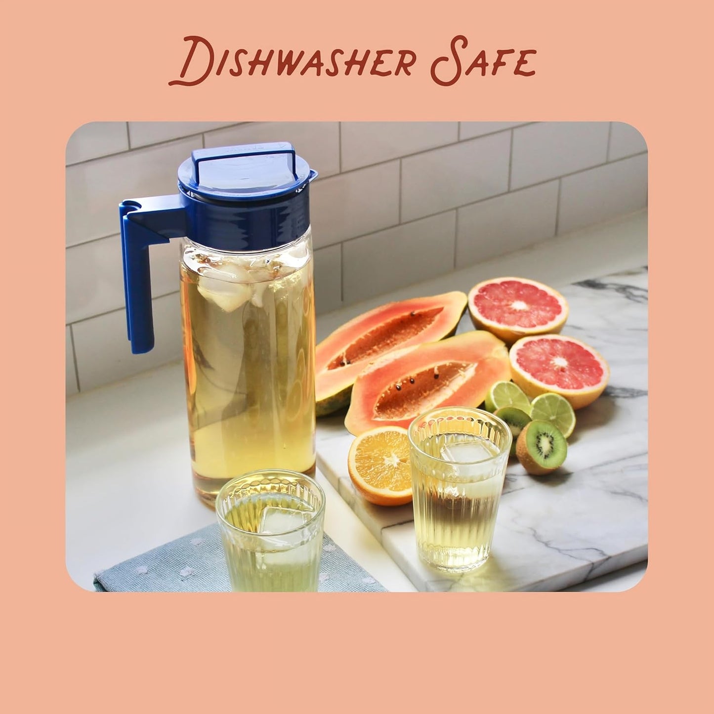 Takeya Flash Chill Iced Tea Maker - Airtight & Durable Iced Tea Maker Jug with Silicone Carry Handle - Leak-Proof & Lightweight Tea Infuser with Patented Flash Chill Technology - 2 Quart, Black