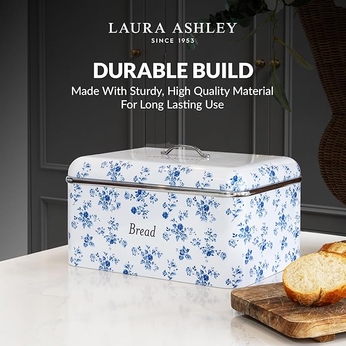 Laura Ashley China Rose Large Bread Box for Kitchen Countertop - Breadbox | Durable Bread Storage Container, Food Grade Metal Bread Bin, Removable Lid, Keep Bread Fresh, Rust Resistant, Easy to Clean - Image 4