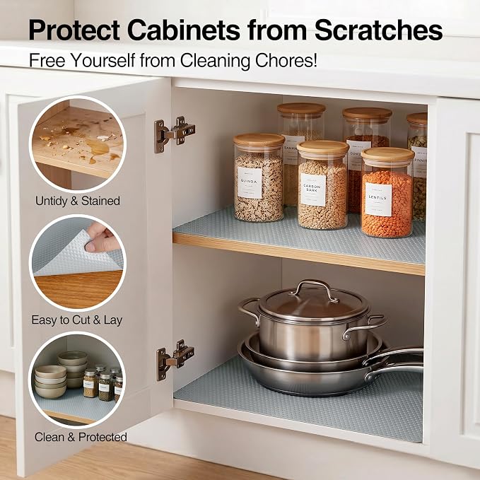 FLPMIX Kitchen Cabinet Shelf Liner: Waterproof Drawer Liner 12" W x 120" L - Image 2