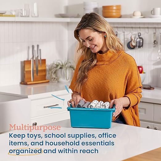 ECR4Kids Scoop Front Storage Bins, Multipurpose Organization, Contemporary, 10-Piece | Durable plastic, GREENGUARD Gold Certified, 1.2 gallon capacity, lightweight & nestable, built-in handle, classroom/home use - Image 3