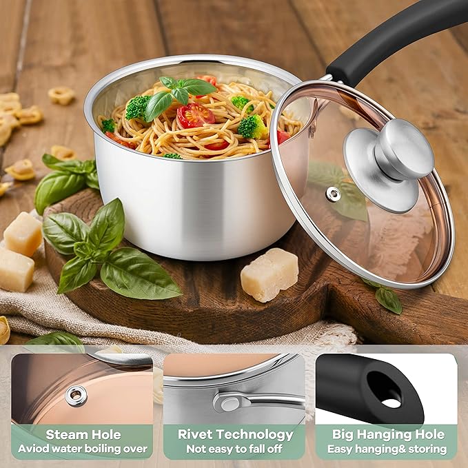 Herogo 3 Quart Saucepan, 18/10 Stainless Steel Sauce Pan Pot with Lid, 3Qt Saucepan for Gas Electric Stove Top Camping, Healthy & Rust Free - Image 5