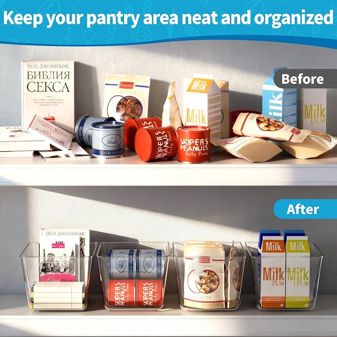 Clear Fridge Organizer Bins with Handles, 4 Pack Large 11.5×7.5×6 Inch - Image 7