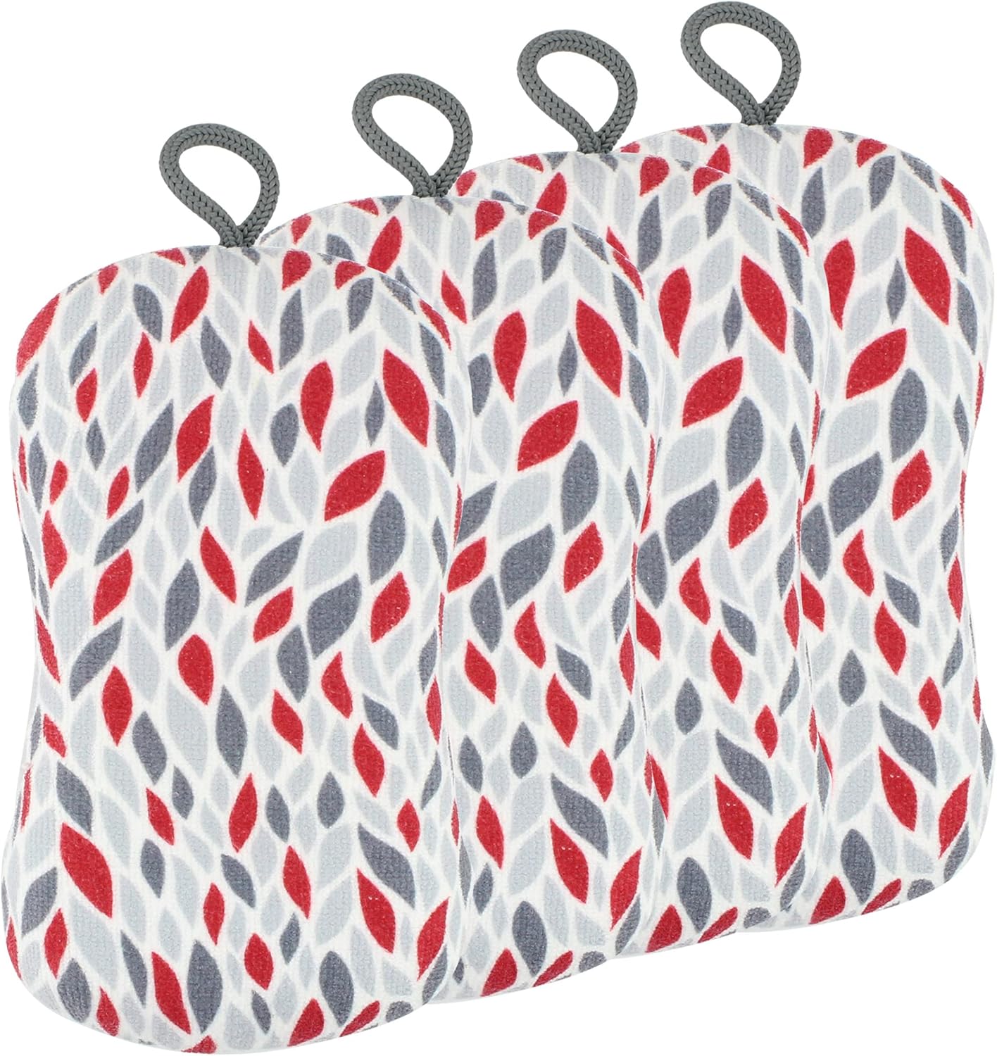 MÜkitchen Premuim Sponge for Dishes and Household Cleaning | Microfiber Print and Non-Scratch Scrub Pad | Set of 4 | (Petals)