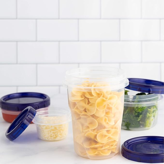 PLASTICPRO Twist Top Deli Containers Clear bottom With blue [32 oz 3 Pack] - Image 4