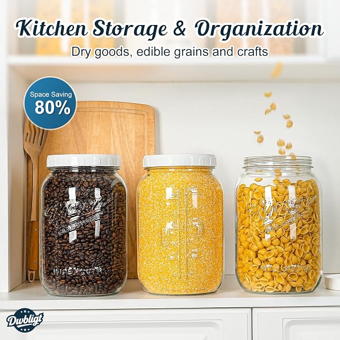 2 Pack Wide Mouth Mason Jars with Airtight Lid and Silicone Gasket | 1 Gallon Large Glass Containers for Food Storage like Flour Sugar, Sun Tea, Kombucha, Refrigerator Safe Fermentation Jar - Image 7