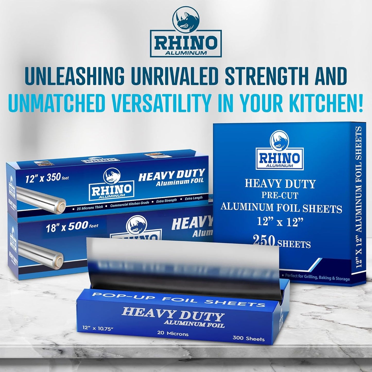 Precut Pop Up Heavy Duty Aluminum Foil Sheets - 300 Pcs of Ultra Thick 20 Micron Foil Sheets for Food - (12"x10.75") Premium Cooking Liners for Versatile Use in Cooking & Baking