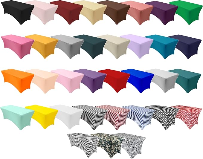 YOUR CHAIR COVERS Rectangular Spandex Table Covers 6ft Fitted Tablecloth Wedding Event Patio Decorations Elastic Fabric Stretch Tables Cover for 6 ft Folding Table (Black & White Polka Dot) - Image 6