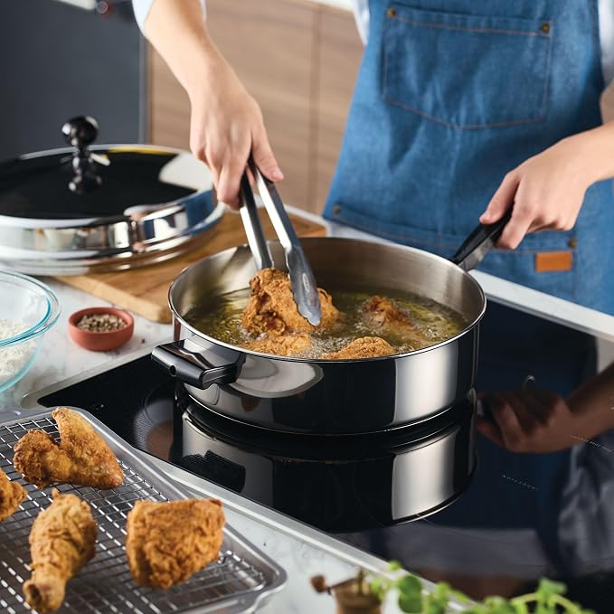 Farberware Classic Series Anniversary Edition Stainless Steel Sauté Pan and Lid with Helper Handle, Induction Suitable, 6 Quart Jumbo Cooker, Metal Utensil Safe - Stainless Steel - Image 2
