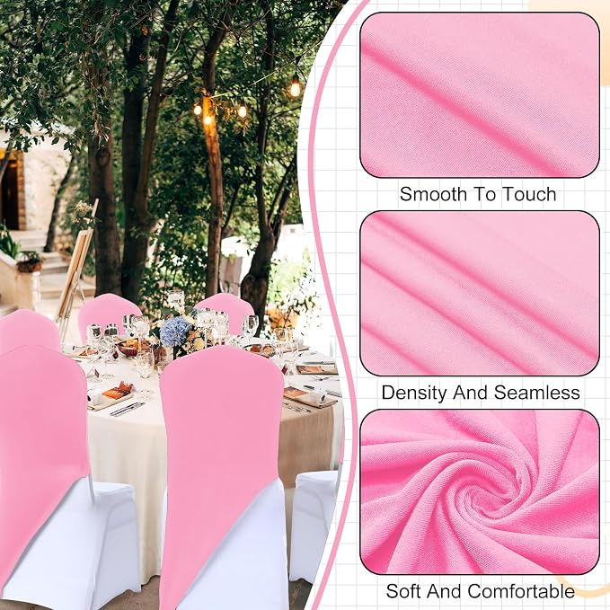 Mindsoft 40 Pcs Chair Cap Covers Spandex Chair Hood Sash Hat Bands Folding Stretch Elastic Cover for Wedding Holidays Banquet Party Celebration (Light Pink) - Image 3