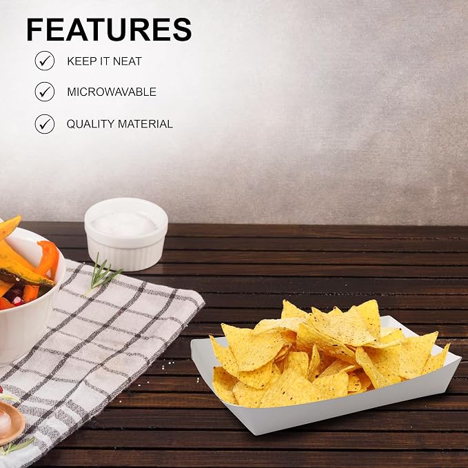 MT Products White French Fries Paper Trays 6.9" x 4.6" x 1.2" - Disposable Food Trays (Pack of 50) - Made in the USA - Image 5