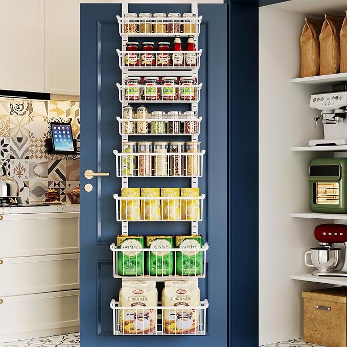 MSERCUOR Over The Door Pantry Organizer, 8-Tier Black Pantry Door Organizer by MSERCUOR
