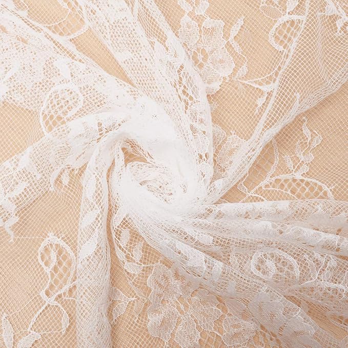 LuoluoHouse White Lace Tablecloth 6pcs Table Fabric 60x120 Inch for Rustic - Image 6