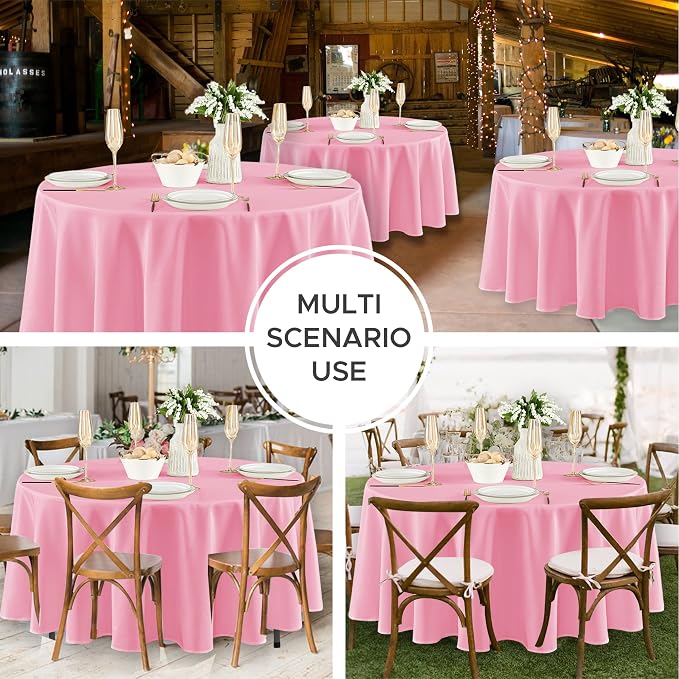 Fitable 8 Pack Pink Tablecloths 84 Inch Round for 36"-60" Tables - Image 5