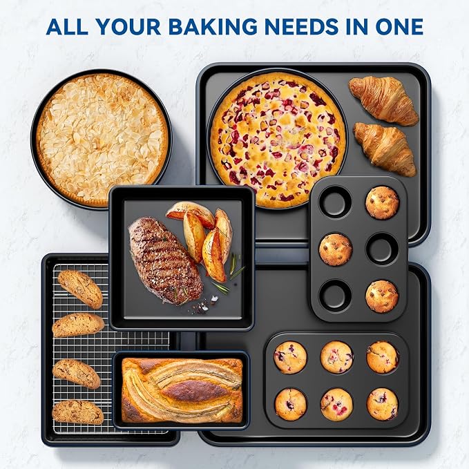 Wildone 13-Piece Baking Pans Set, Nonstick Bakeware Sets, Blue - Image 8